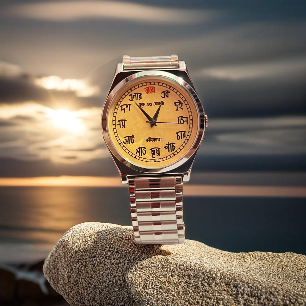 Men’s Authentic Bengali Silver Luxury Watch – Stainless Steel Strap Analog Wristwatch