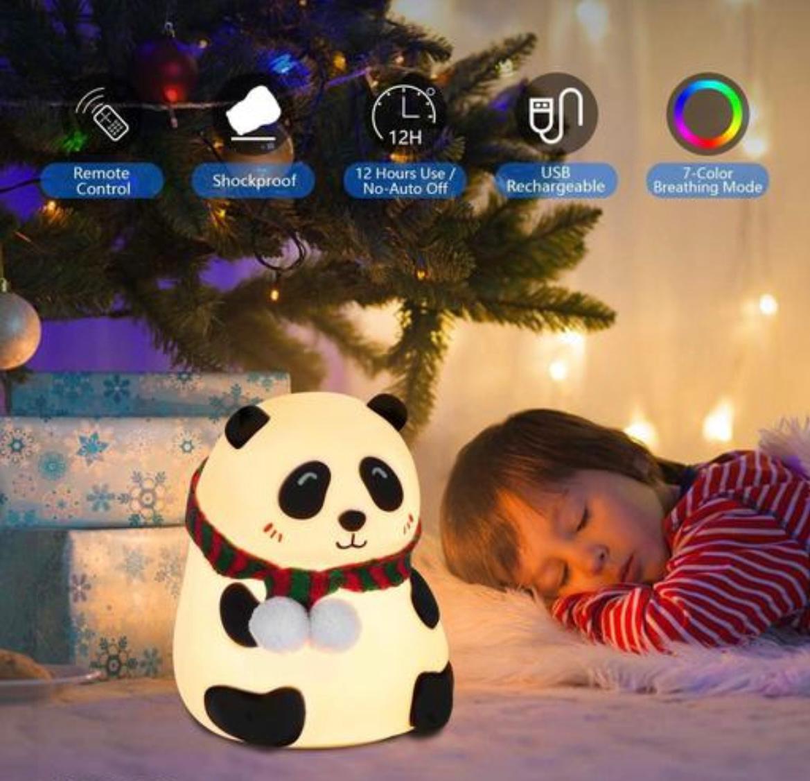 Panda Night Lamp – 7 Color Changing Silicone LED Light for Kids Bedroom