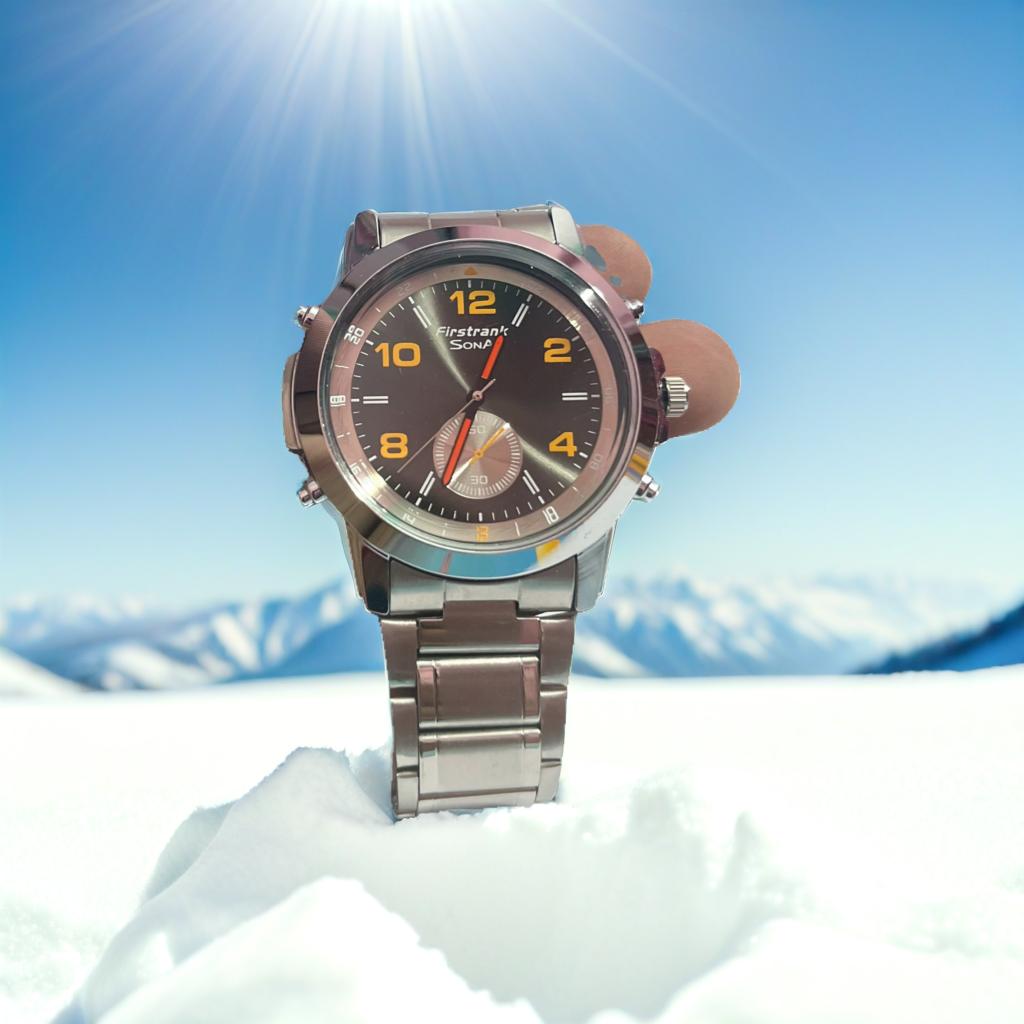 sports look metal strap analog watch for men